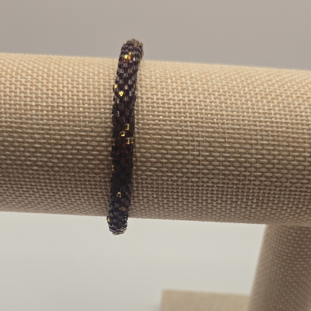Elegant Gold and Brown Beaded Bracelet